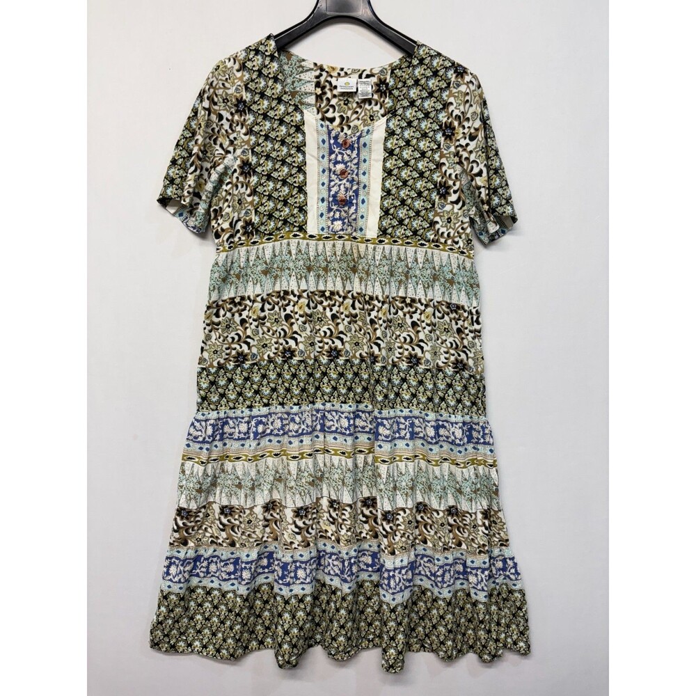 Smithsonian Institution Women Short Sleeve Midi Dress XL X-Large Floral C027 -20